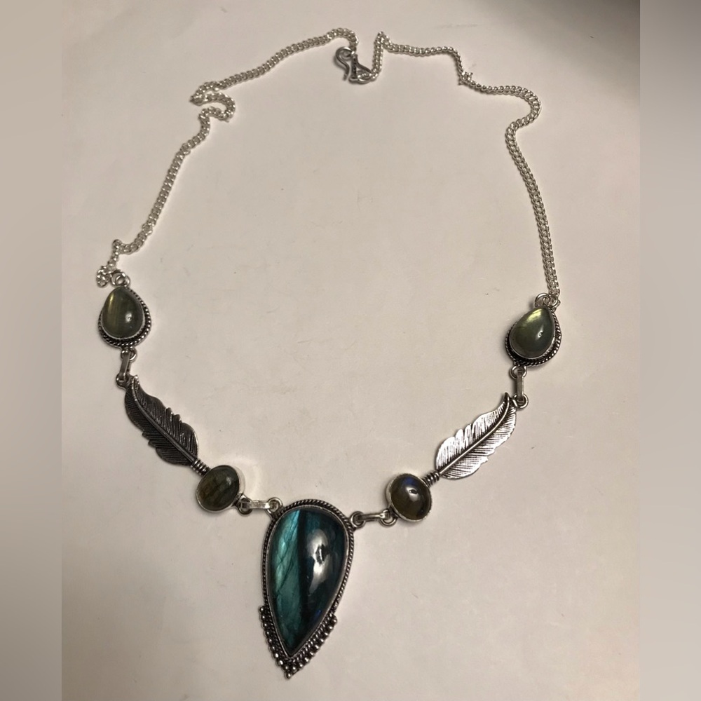 Labradorite Stamped 925 Sterling Silver Necklace